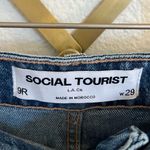 Social Tourist Ultra High Waisted Dark Wash Denim Baggy Loose Cargo Jean Pant 29 Blue Photo 2