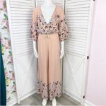Anthropologie Jaase Floral Dandelion Wide‎ Leg Jumpsuit Peach Blue Small Photo 1