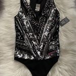EXPRESS Colorful Sequin Embellished V Neckline Thong Bodysuit Size XS new Photo 4