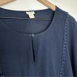 J.Crew Navy Pom Pom Tunic Swim Suit Cover Up Dress XS 100% Cotton Boho Peasant Photo 6