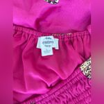 Entro Fuchsia & Gold Leopard Puff Sleeve Drop Waist Dress, Size Large Photo 2