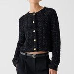 J.Crew Womens Plaid Lady Jacket Textured Lurex Metallic Threads Black Medium Photo 0