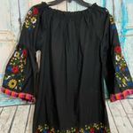 Velzera Black Tunic Top Floral Embroidered Medium Photo 0