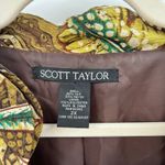 Scott Taylor Silk Blend Tropical Print Blouse 2X Plus Button Front Brown Photo 2