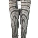 ZARA NEW Woman Gray Tweed Houndstooth Tapered Plaid Straight Leg Dress Pants L Photo 2