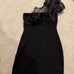 American Threads Black one shoulder  mini dress with sheer mesh detail #glam #partydress Photo 0