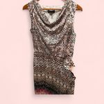 Dana Buchman Cute  silky pink black pattern elastic waist mini dress cowl neck Photo 1