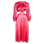 Rahi Cierra Dress Women's Medium Fuchsia Pink Satin Midi Cutout Balloon Sleeve Photo 10