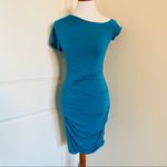 Bebe  Cinched Bodycon Asymmetric Sexy Blue Dress Photo 1