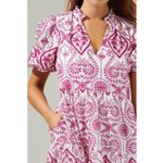 Sugar Lips  Evelyn Eyelet Jacey Babydoll Mini A-Line Dress Magenta-White Size M Photo 14