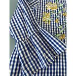 Signature Collection womens blue/white checker top with floral embroidery size L Blue Size L Photo 9