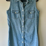 Faded Glory Vintage Faded‎ Glory Blue Chambray Denim Sleeveless Button Mini Dress Size 10 Photo 0