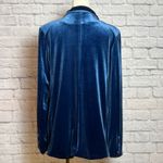 Mazik Women's L Blue Velvet Blazer Two Button Oversized Fit Jacket Size L Photo 2
