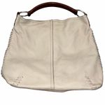 Lucky Brand  Cream Leather Hobo Bucket Shoulder Bag Purse Photo 0