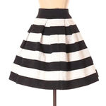EXPRESS  | Pleated Black & White Wide Stripe High Waisted Skirt Size XS Photo 2