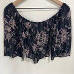 LUNIK  Tie Front Crop Top Size Medium New Gray & Mauve Floral Stripe Photo 6