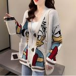 Amazon Cartoon Graphic Cardigan - Gray, Red, Blue, White Photo 2