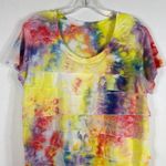 Merona  Womens XXL Top Tee Tie‎ Dye Flight Risk Yellow Purple  Blue Ruffled 1008 Photo 7