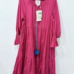 NWT Figue 100% Cotton Bella Tasseled Neck Tiered Maxi Dress Pink Womens Sze XS/S Photo 1