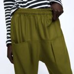 ZARA NWT Baggy Low Waisted Pants W Pockets Green Photo 3
