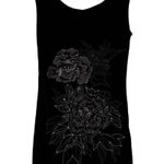 Key Closet Flowers Swarovski Studded Women’s Black Tank Top Size Small Photo 0