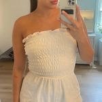 Strapless Cream Terrycloth Romper Tan Photo 0