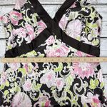 Elie Tahari Tahari Arthur S. Levine Pink Floral Silk Blend Dress Brown Trim [Size‎ 12] Photo 6
