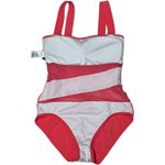 Carmen Marc Valvo  Swimwear One Piece Asymmetric Mesh Cutout Pink 8 Photo 6