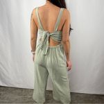 Newbury Kustom Tie Back Wide Leg Cropped Jumpsuit in Light Green Size Small Photo 1