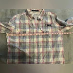 Columbia  pink and blue button up long sleeve size M Photo 3