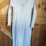 Old Navy Woman's Long Sleeve Light Gray V Neck 1/4 Button Dress Size Large Photo 0