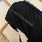 Vintage Black Babydoll Empire Waist Pleated Boho Sheer Sleeve Top Balletcore M Size M Photo 4