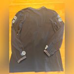 Black Embroidered Women's Top w satin details boho summer business casual cotton Size L Photo 10