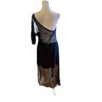 ASOS  Women's One-Shoulder Lace Dress Black Knee Length Size 10 Photo 2