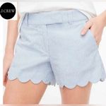 J.Crew  Women’s Blue/White Pinstripe Seersucker‎ Scalloped Short Photo 1