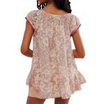 Free People  Frankie Cotton Tunic dress Shirt Floral Tie Front Boho M Stone Photo 1