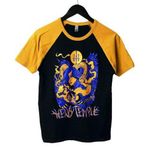 Heavy Temple Raglan Graphic Tee Womens Yellow Black Small S Metal Band Trio Photo 0
