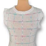 Vintage 90s Sweater Vest Neutral Knit Printed Crewneck Checkered Light Pink Size M Photo 3