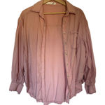 Altar'd State pink button down jean jacket style cotton rayon women's S raw hem Photo 0