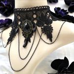 Gothic Retro Black Lace Lolita Necklace Pendant‎ Vampire Chain Lace Necklace Photo 0