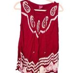 California Woman Free Size Red Pink Paisley Flowy Boho Beach Swimsuit Coverup Size M Photo 0