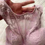 PINK - Victoria's Secret Victoria's Secret PINK Bralette Blush Pink Lace Top Small DD NWT Photo 4