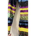 NWT Club London Neon Striped Sequins High Neck Long Sleeved Dress Size US 2 2454 Blue Photo 2