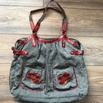 Highway Satchel Purse Tote Bag Large Approximately 18" by 14"‎ Nylon Gray, Red Gray Photo 1