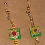 Colorful Floral Millefiori Boho Earrings Red Photo 0