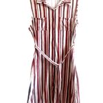 No Boundaries  Juniors Striped Button Down Waste Tie Mini Dress Cream Rust Large Photo 2