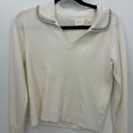 Cyrus Women Cream Long Sleeve Johnny Collar Pullover Sweater Minimalist Size S Photo 0