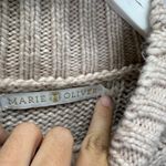 Marie Oliver  Chunky Cable Kint Sweater Womens Size L Blush Pink Mock Neck Wool Photo 3