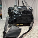 Steve Madden Black Metallic Puffer Weekender Duffel Bag Unisex Travel Photo 0