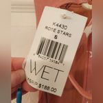 WET Swimwear LA Rose Stars One Piece Back Tie Swimsuit Pink & White Size Small Photo 5